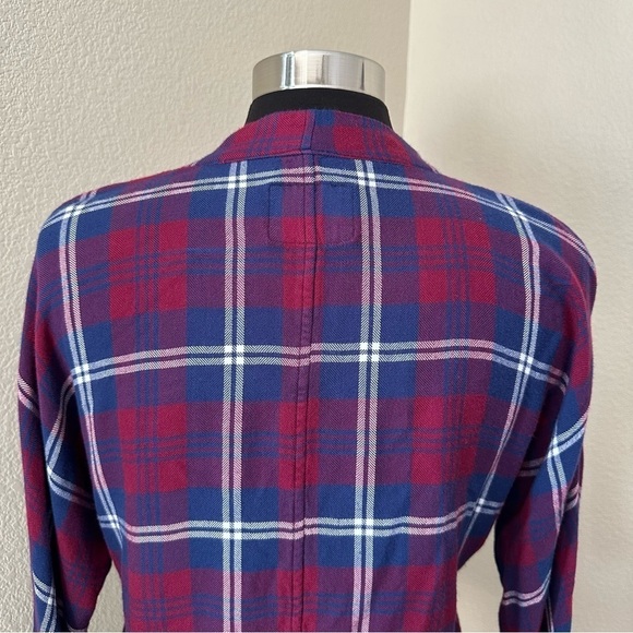 Rails Red Blue Sloane Crop Tie Front Flannel Button-down Shirt Size S/P - Picture 11 of 15